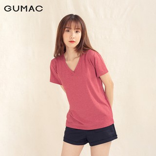 Áo thun nữ trơn cổ tim ATA10101 GUMAC ngắn tay cao cấp thiết kế basic