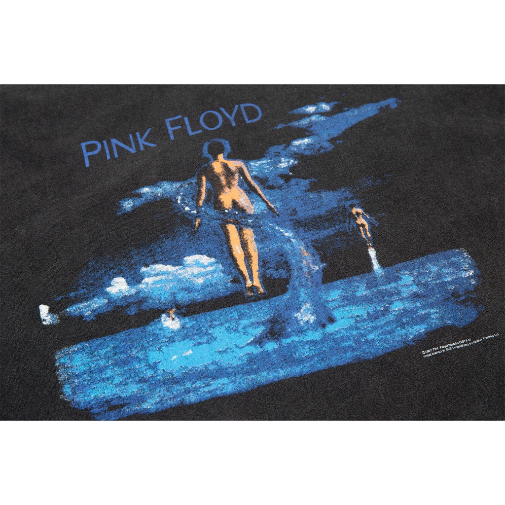 Áo thun hình nhóm nhạc Pink Floyd biển vải sờn ngắn tay dáng rộng phong cách retro thường ngày cho cặp đôi