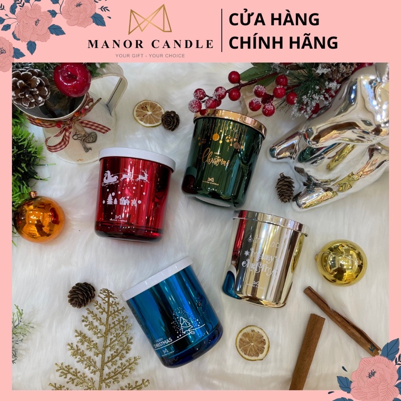 [ 4 mùi 250g ] Nến thơm noel chính hãng Manor Candle size 8.8oz 1 bấc