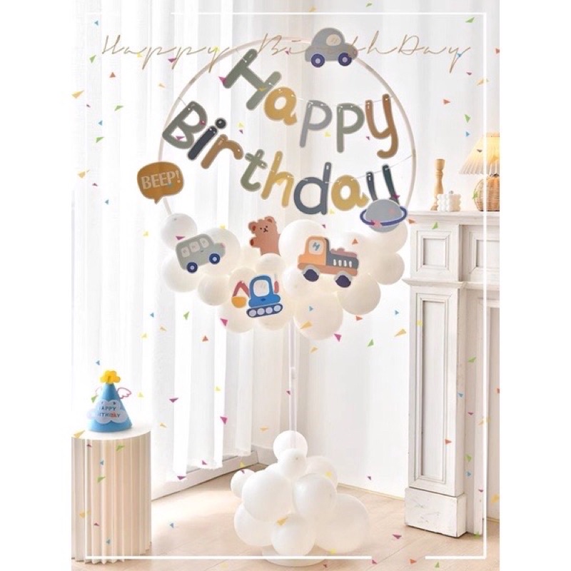Set trang trí sinh nhật  trụ tròn phong cách ISN cho bé trai và bé gái