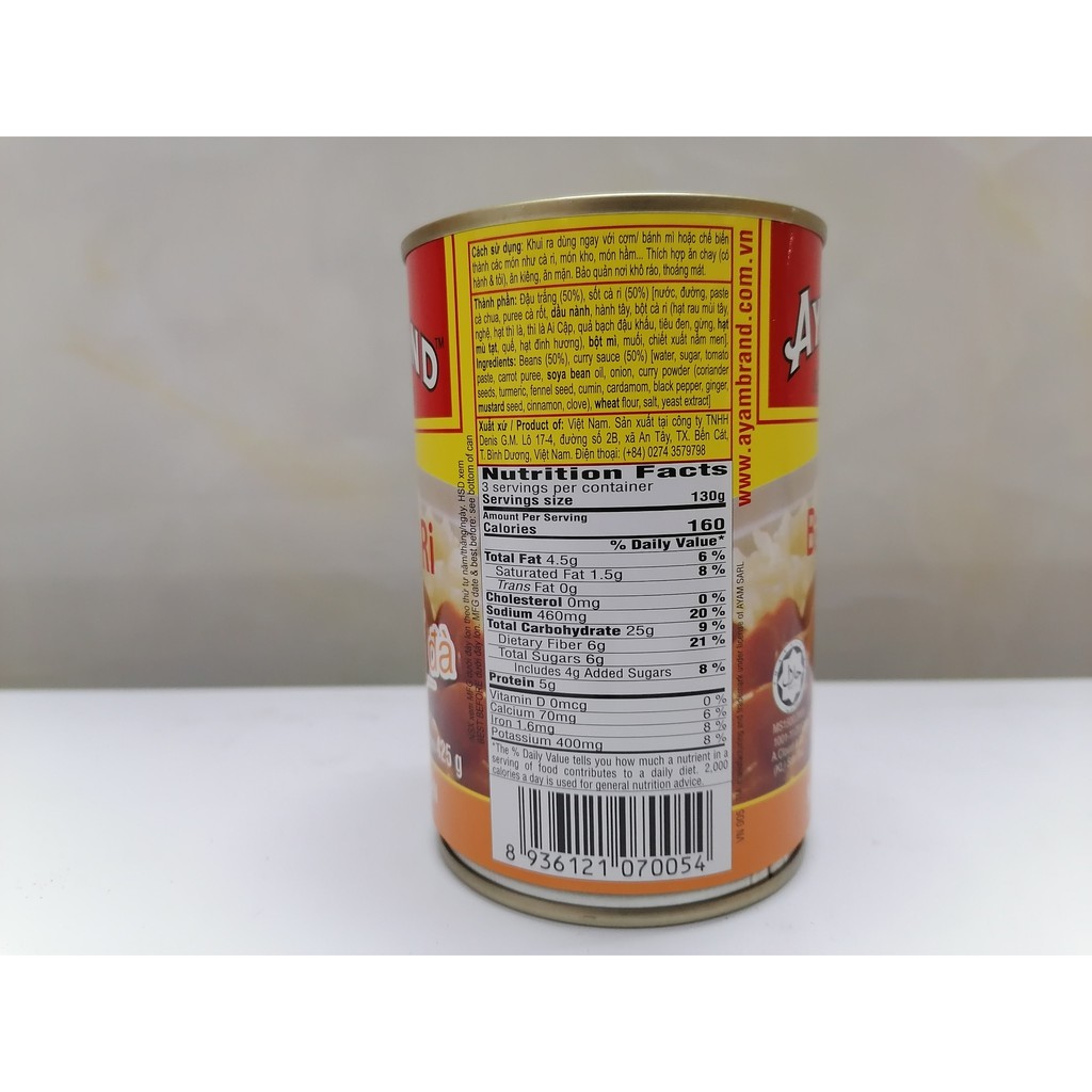 [425g – XỐT CÀ RI] ĐẬU ĐÓNG HỘP [VN] AYAM Baked beans in curry sauce (halal) (bph-hk)