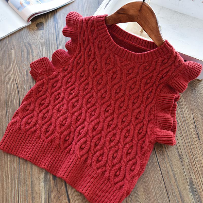 Áo len không tay phong cách mùa xuân thu đáng yêu dành cho bé gái 2021