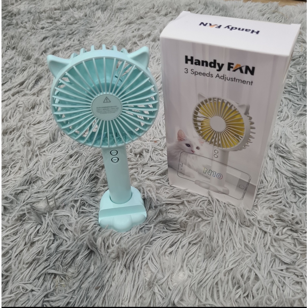 Quạt Cầm Tay Mini N10 Có Đế Để Bàn - Pin 18650 mAh 3 Cấp Độ Gió Có Đèn Led Chiếu Sáng
