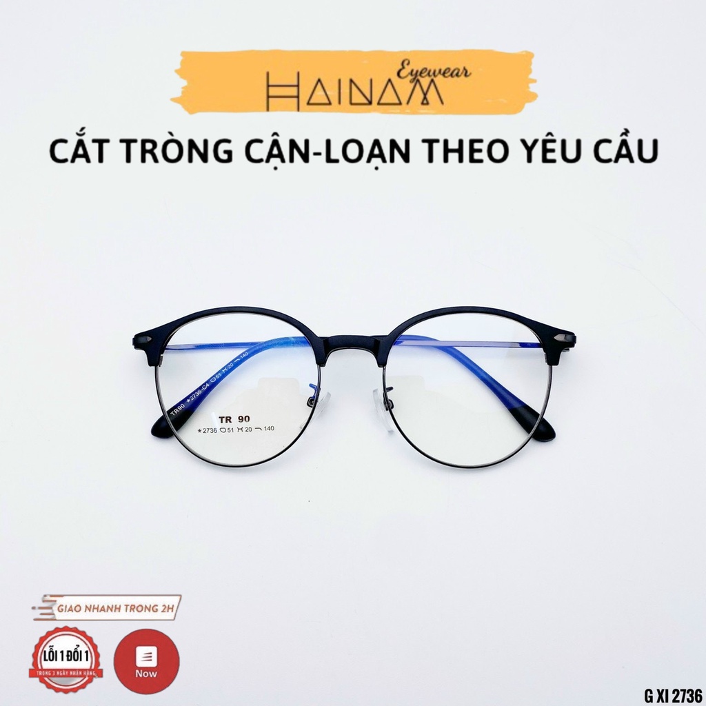 Gọng kính cận tròn kim loại thời trang nữ 2736 nhiều màu