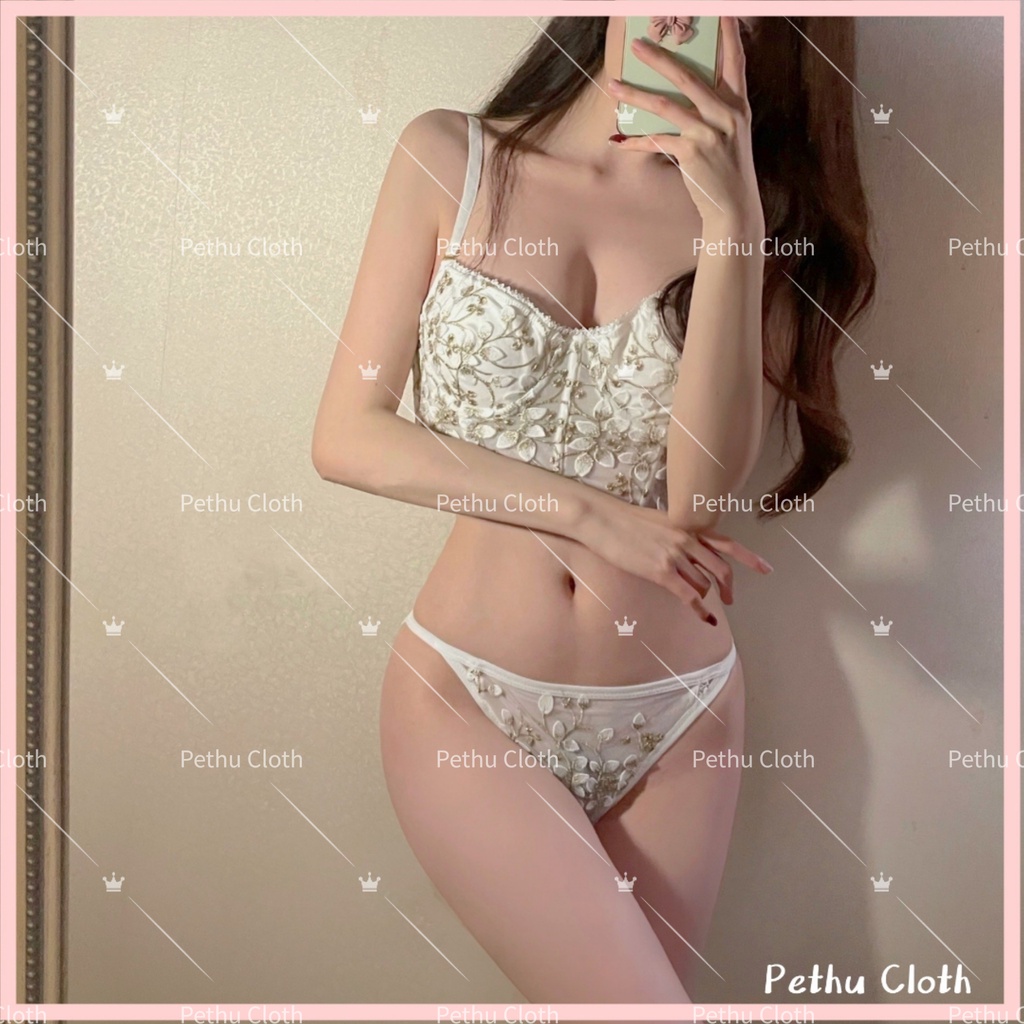 ( Q1,HCM）Sexy Đồ Ngủ nữHàn Quốc mút mỏng Áo ngực nữ gợi cảm xuyên thấu mặc trong Vest--A02