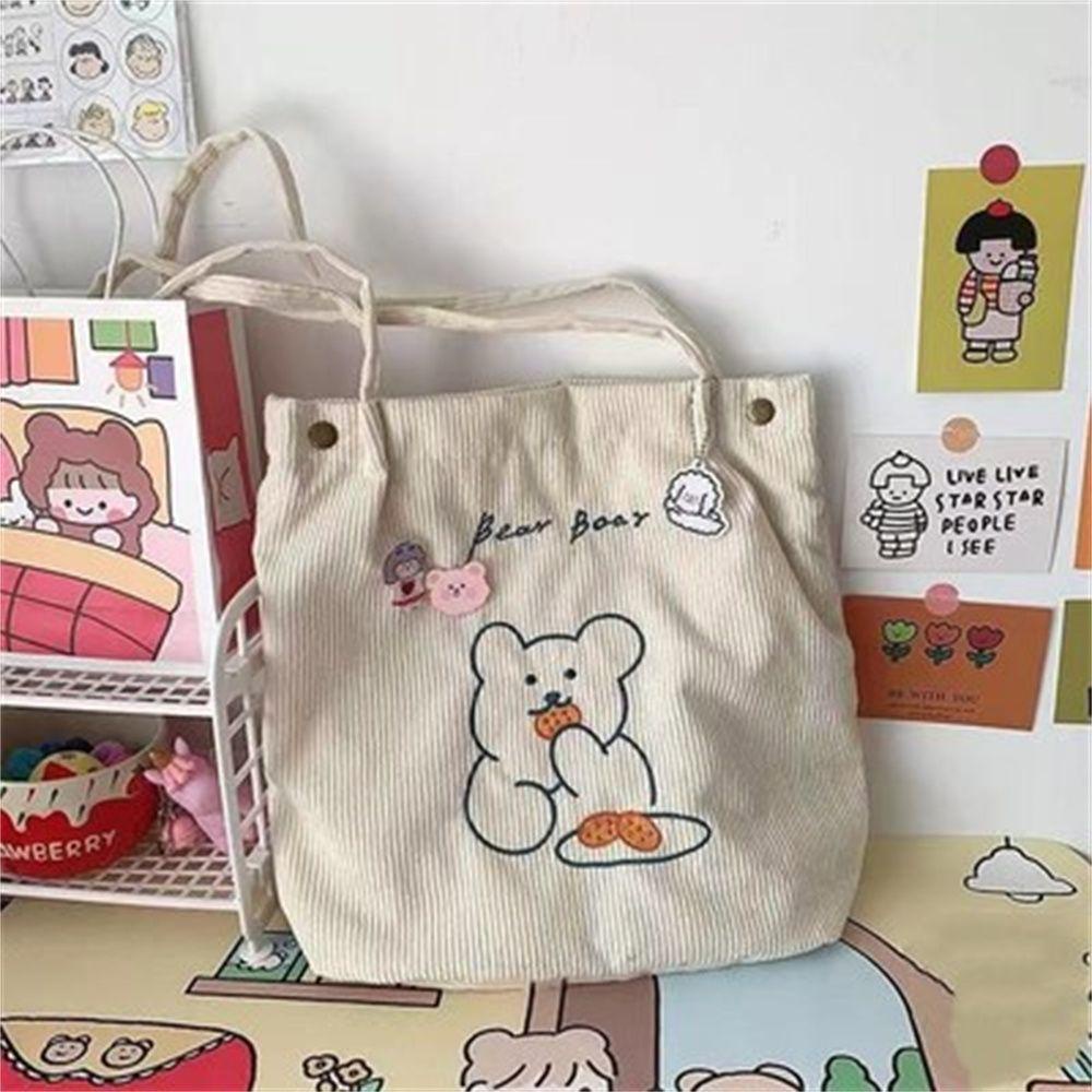 Túi Xách Du Lịch Thêu Hình Gấu Màu Cầu Vồng