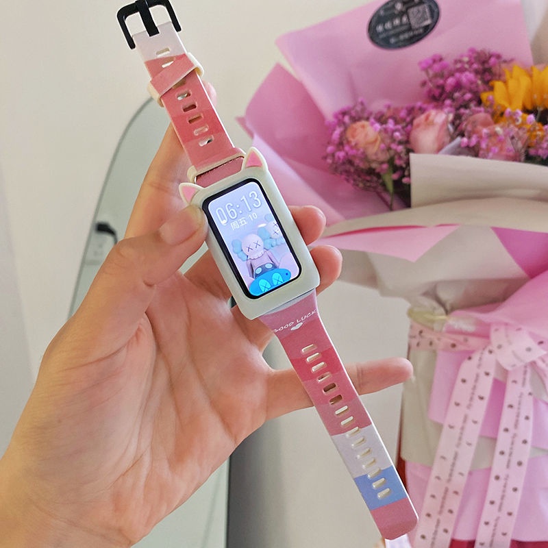 Dây Đeo Thay Thế Bằng silicone Màu Cầu Vồng Đơn Giản Cho Huawei Band 7 / 6 Honor Band 6