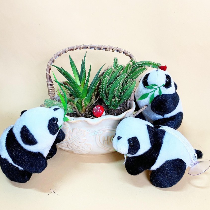 Móc khoá Thú Nhồi Bông Gấu Trúc Panda 13cm thích hợp treo túi xách, cặp, móc khoá xe máy, chìa khoá cửa nhà