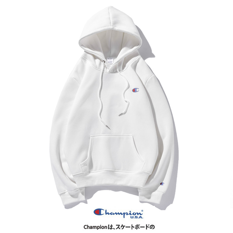 CHAMPION Men and Women Cotton Plus Velvet Embroidery Plus Size Hooded Sweatshirt