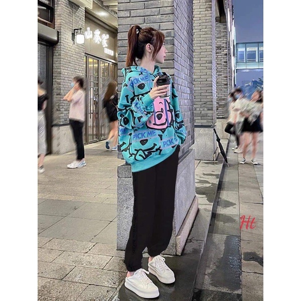 Bộ gấu mặt hồng quần boom H27