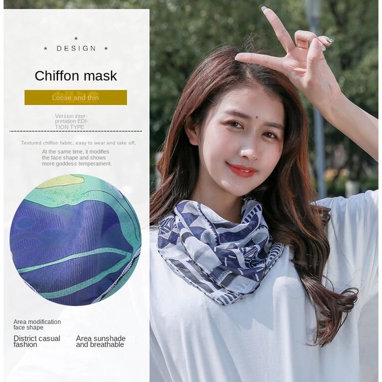 Khẩu Trang Lớn Che Mặt Chống Tia Cực Tím Bằng Vải Voan In Hoa Có Thể Giặt Và Tái Sử Dụng