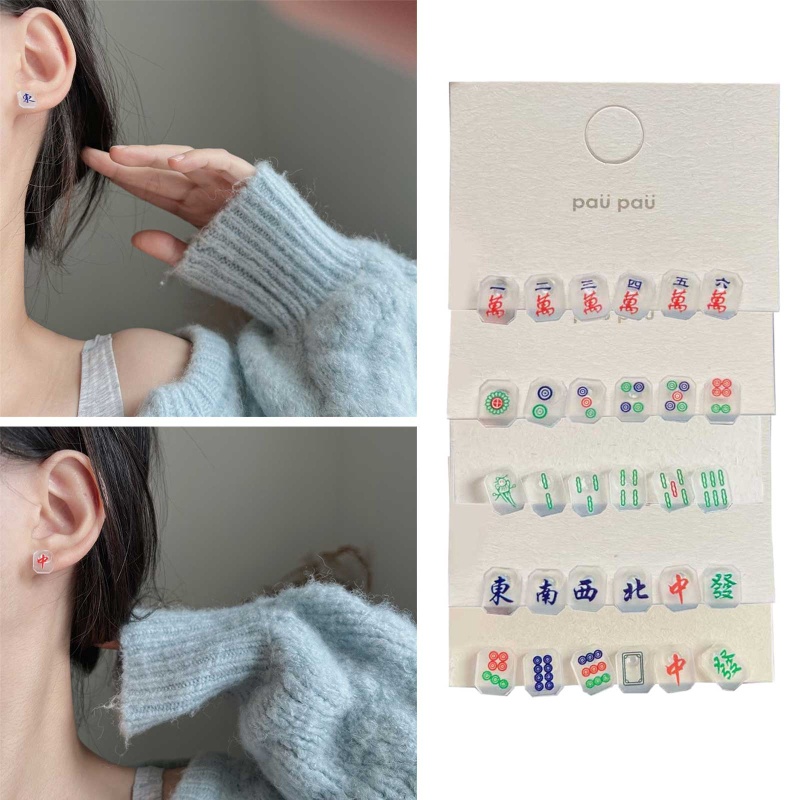 Bộ 6 Bông Tai Hình Nhân Vật Trung Quốc Bằng Nhựa Resin Phong Cách Gothique