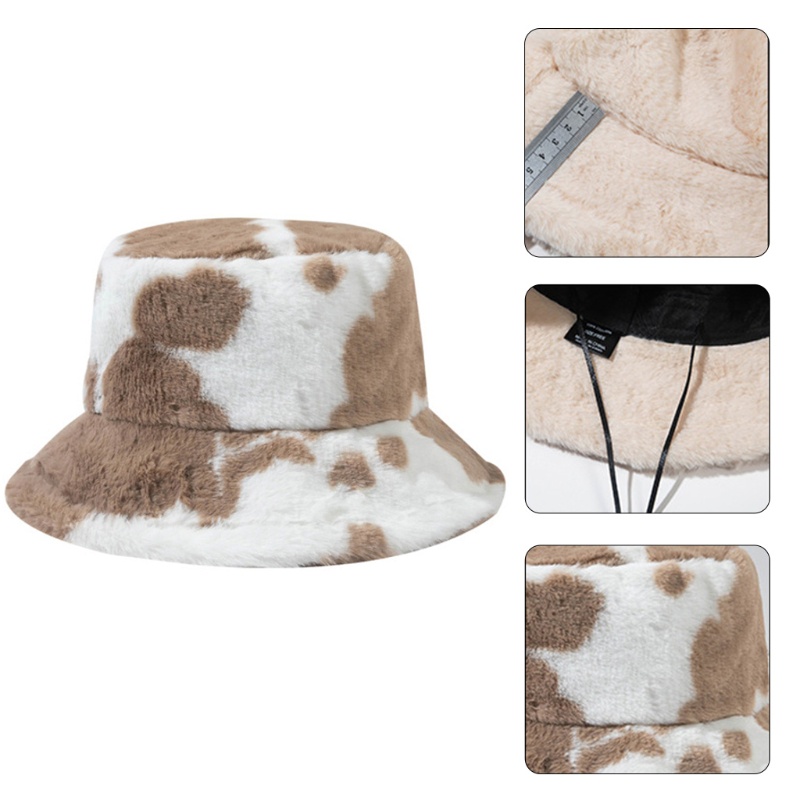 Mũ Bucket Họa Tiết Bò Sữa Thời Trang Mùa Đông Cho Nam Và Nữ