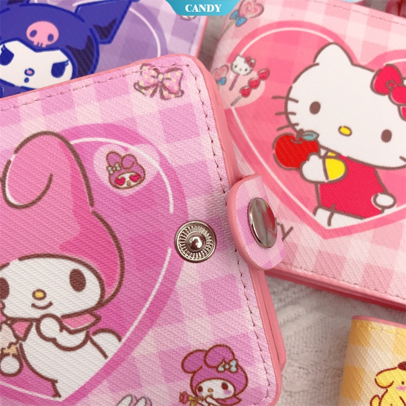 SANRIO Ví Ngắn Gập 2 Có Khóa Kéo In Hình kuromi melody Dễ Thương Cho Nữ