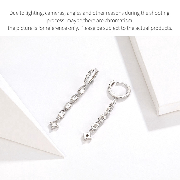 Khuyên tai Bamoer SCE583 dáng dài chốt bạc 925 thời thượng dành cho nữ