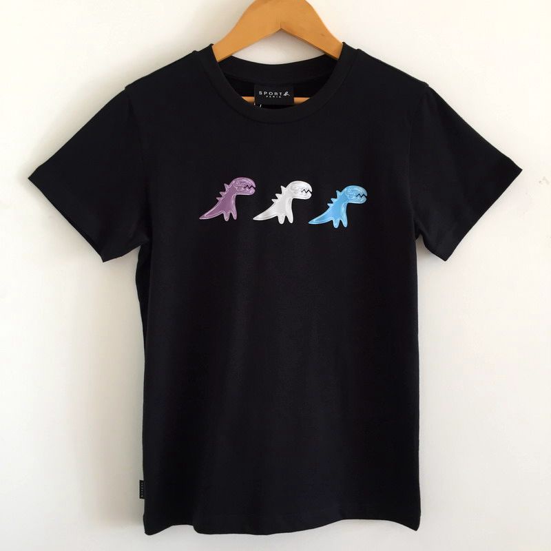 Agnes b / Áo Thun cotton Tay Ngắn Đa Năng In Hình Khủng Long Dành Cho Cặp Đôi Nam Nữ