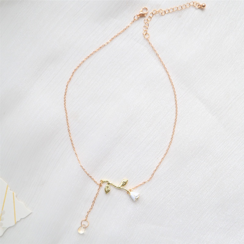 Vòng Cổ Xương Quai Xanh Trắng Đính Hạt Trong Suốt Phong Cách Hàn Quốc