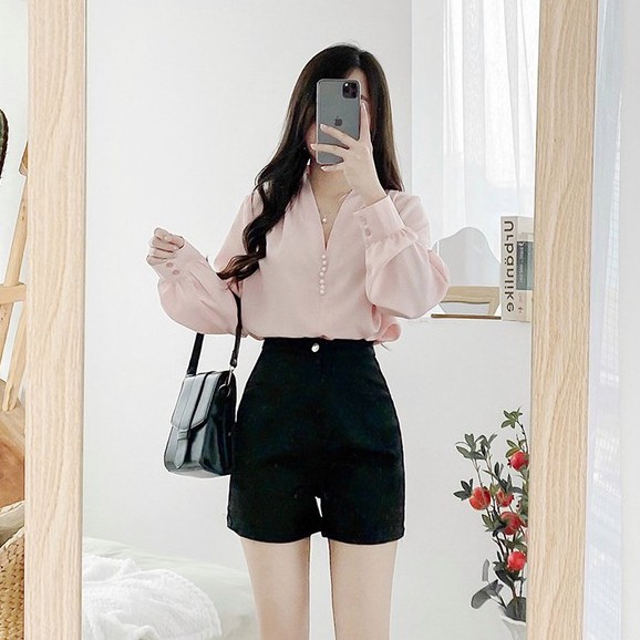 Quần Short Jean Basic Ôm Ống Loe Mùa Hè Xinh Xắn