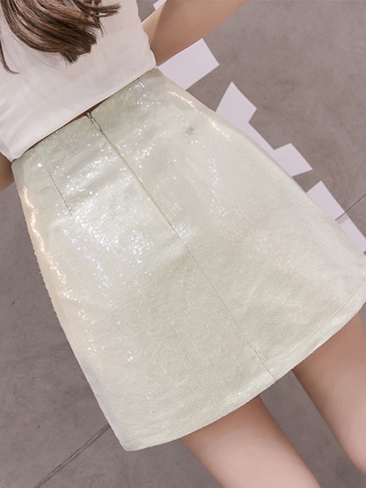 Chân váy sequin lấp lánh dễ thương chân váy chữ A cạp cao V157