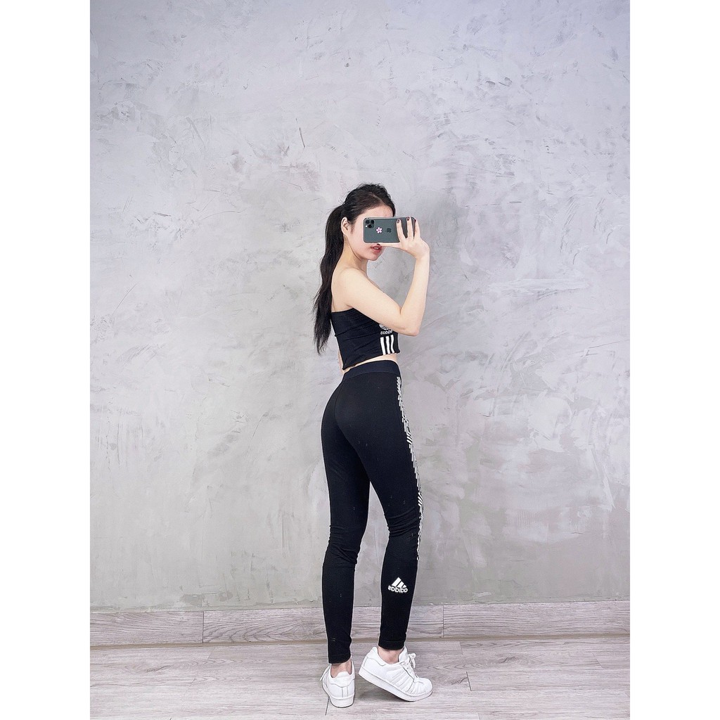(HÀNG XUẤT XỊN) Quần Legging das đen họa tiết dọc 1775 ALPHASKIN LONG LEGGINGS Made in Cambodia full tag code