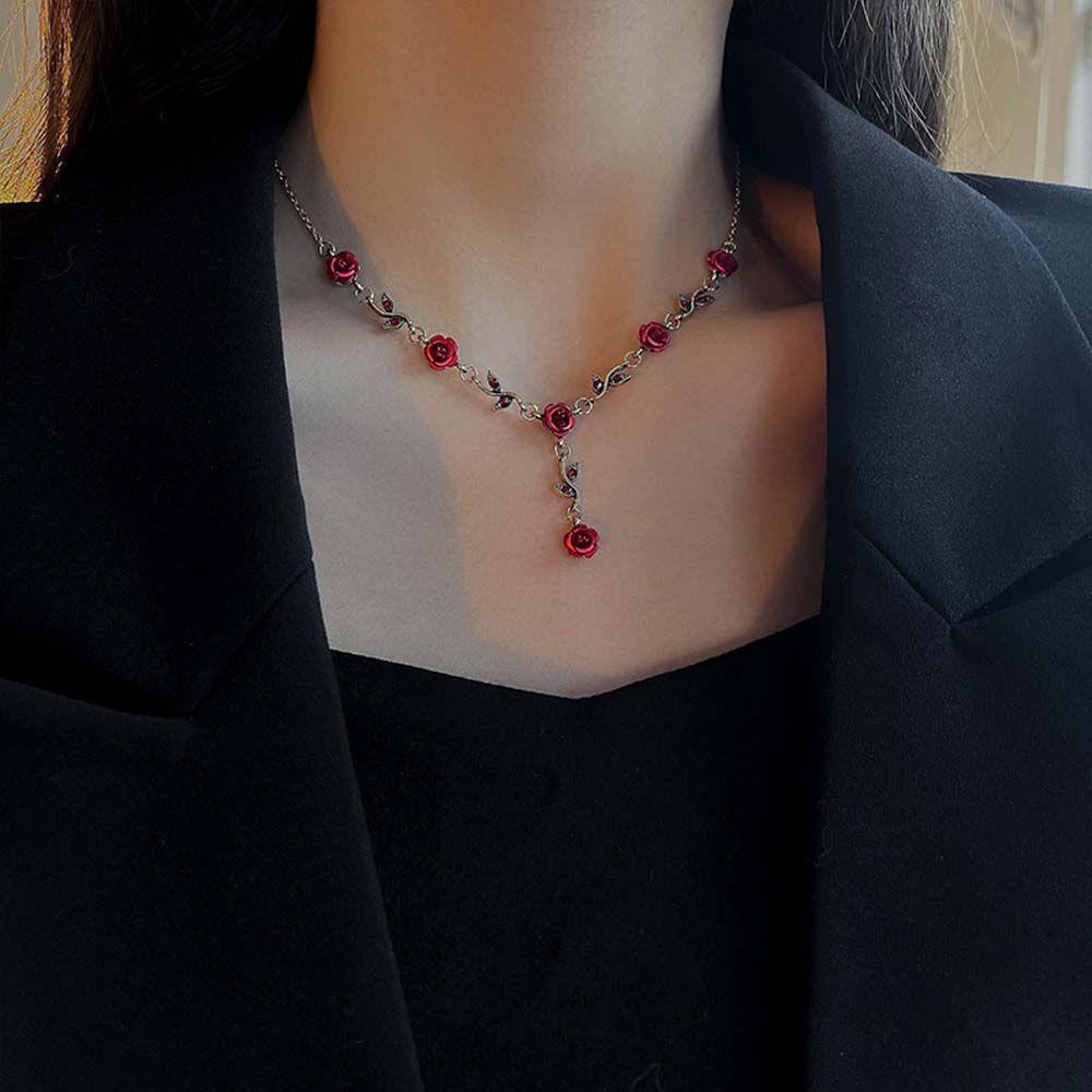 Vòng Cổ Choker Họa Tiết Hoa Hồng Phong Cách Hàn Quốc Thời Trang Cho Nữ