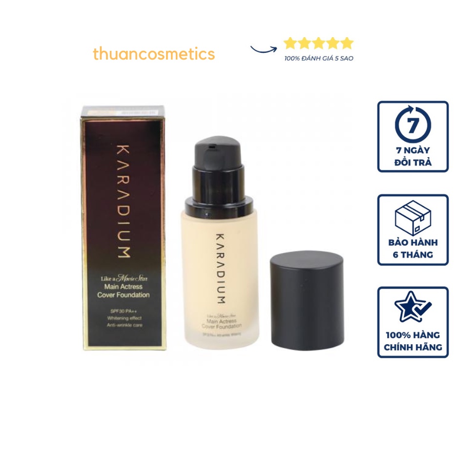 Kem Nền Mỏng Nhẹ, Che Khuyết Điểm Hoàn Hảo Karadium Main Actress Cover Foundation 30ml SPF30/PA++ #21