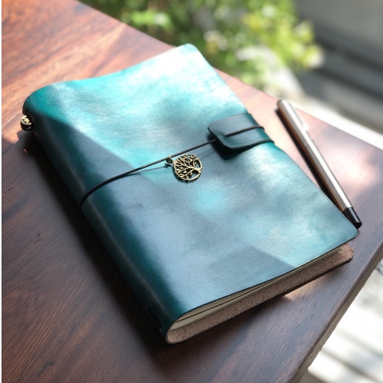 Sổ Tay Journal Traveller's Size A5 Da Thật - Handmade 100% - Khắc Tên, Logo Theo Yêu Cầu