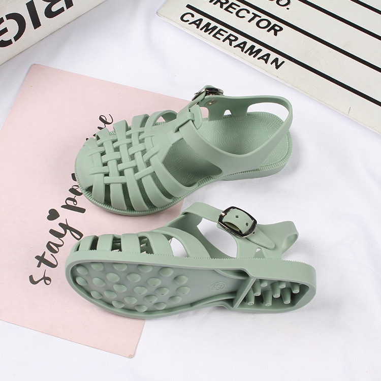 SANITKUN Giày sandal khoét lỗ màu trơn thời trang mùa hè xinh xắn dành cho bé trai và bé gái