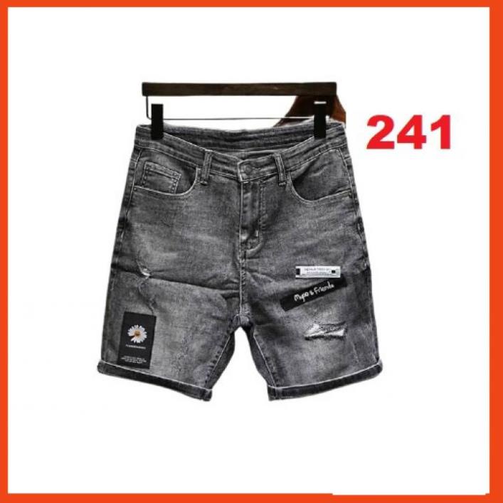 Quần short jean nam logo thêu màu đen chất bò - quần bò ngắn nam co giãn thời trang cao cấp Luty_shop90 ms226 new