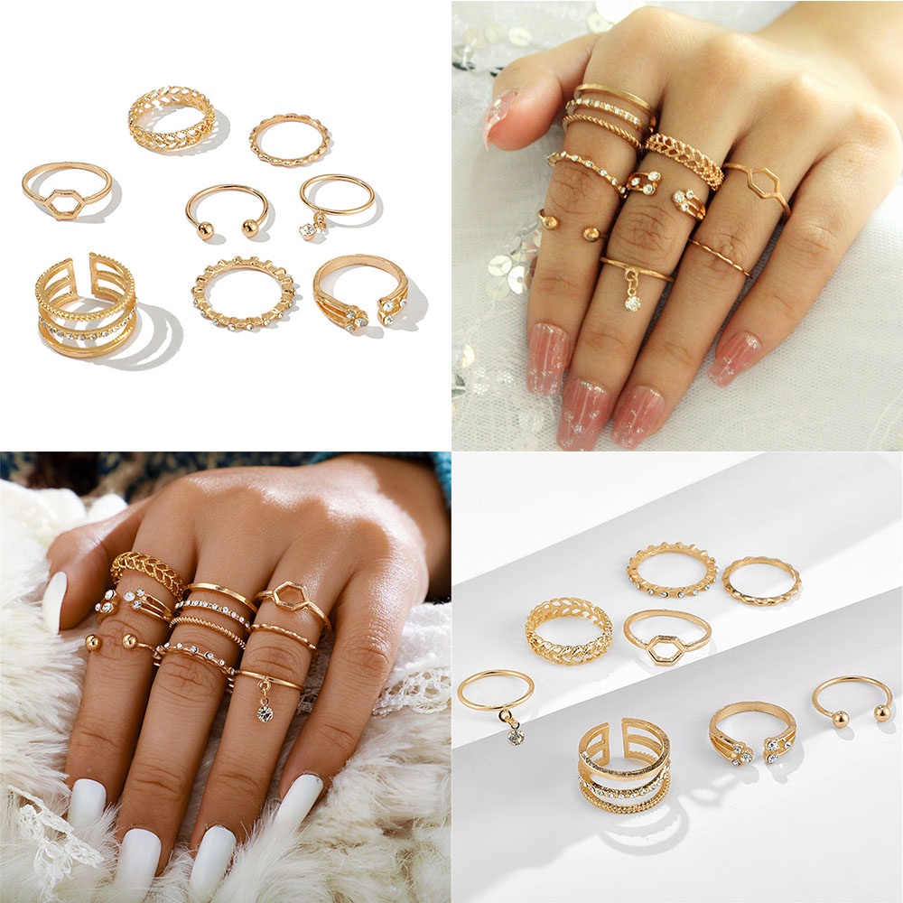Set 8 Nhẫn Đeo Khớp Ngón Tay Thời Trang Cho Nữ