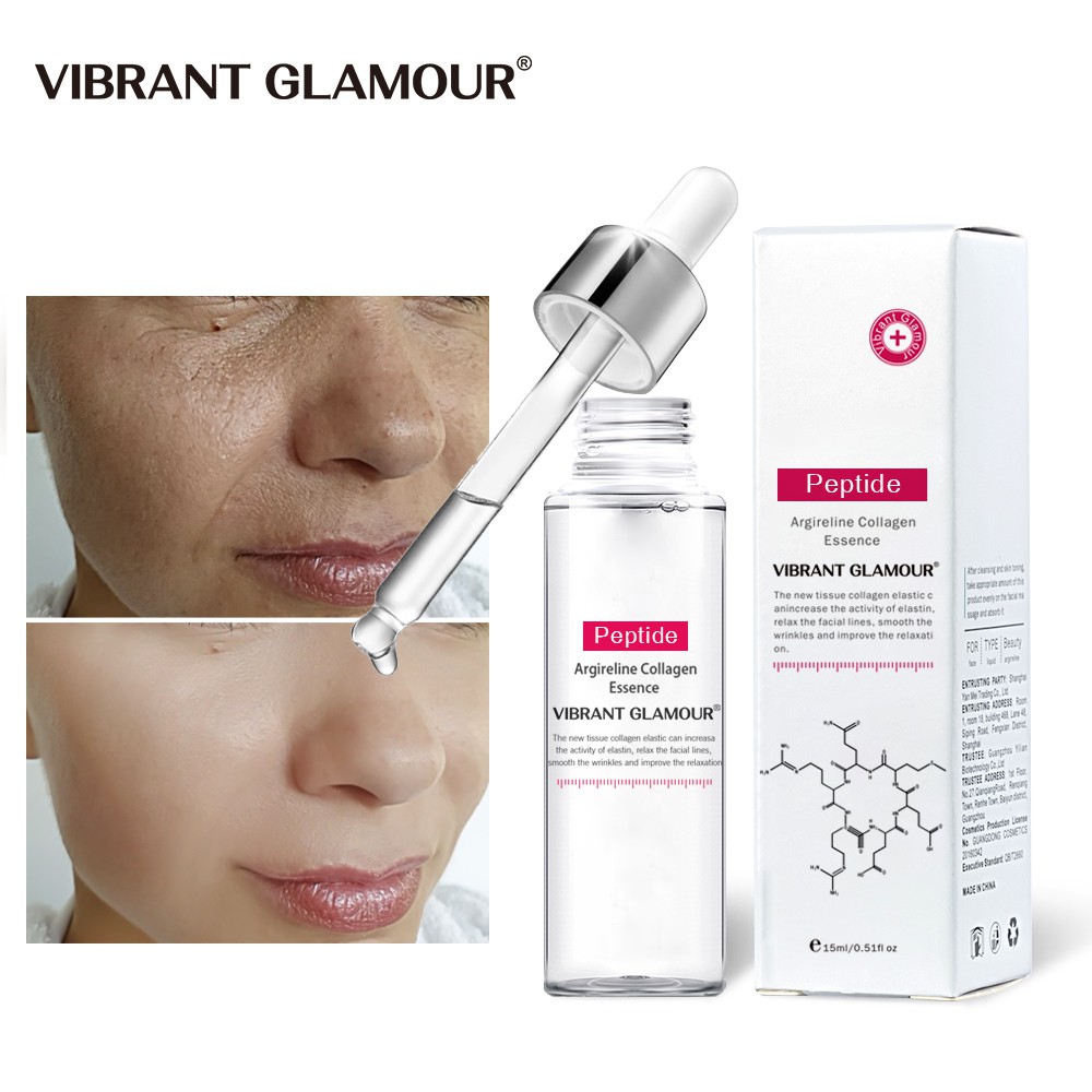 Serum Collagen Peptides Vitamin C và E VIBRANT GLAMOUR giúp ngăn ngừa lão hóa da mặt làm trắng sáng căng da 15 ml