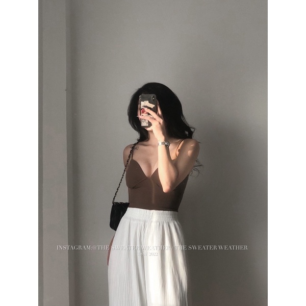 Áo bra thun tăm quai mảnh the.sweaterweather TSW (ảnh thật)
