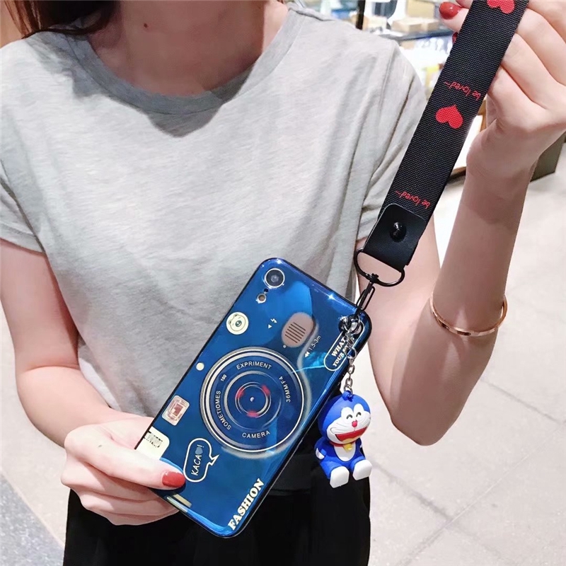 Ốp lưng kiểu dáng máy ảnh độc đáo có giá đỡ đa năng kèm dây đeo cho Samsung A21S A31 A11 A51 A71 A01 A10 A30 A50 A70 A30S A7 A6 A8+ A9 2018