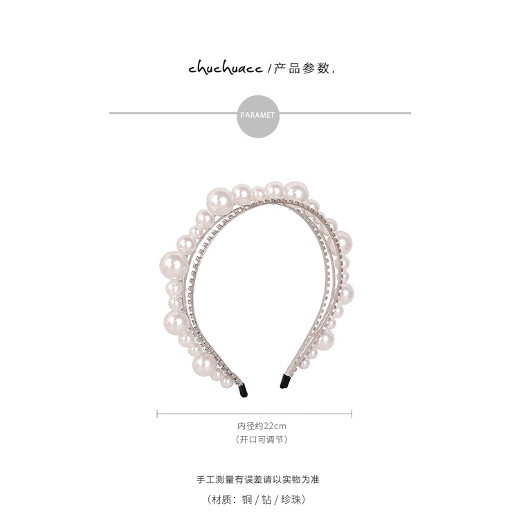 Băng Đô Nhiều Lớp Đính Đá Và Ngọc Trai Nhân Tạo Thời Trang