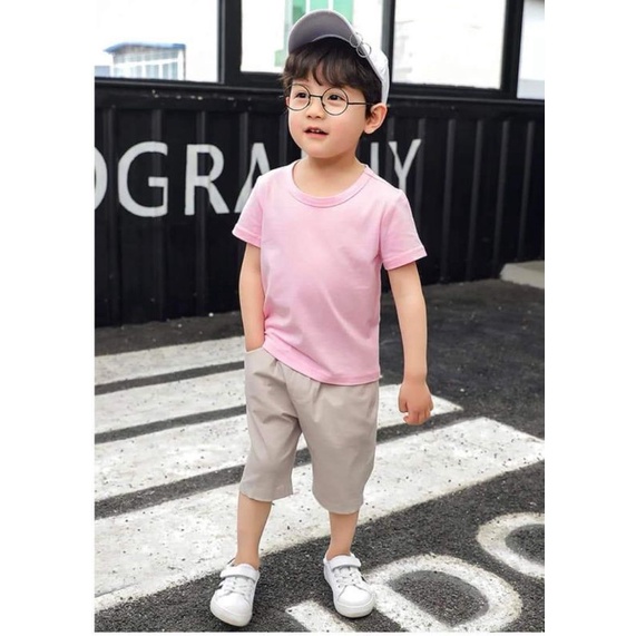 Áo thun trơn thời trang nhiều màu thun cotton mềm mịn cho bé trai, bé gái