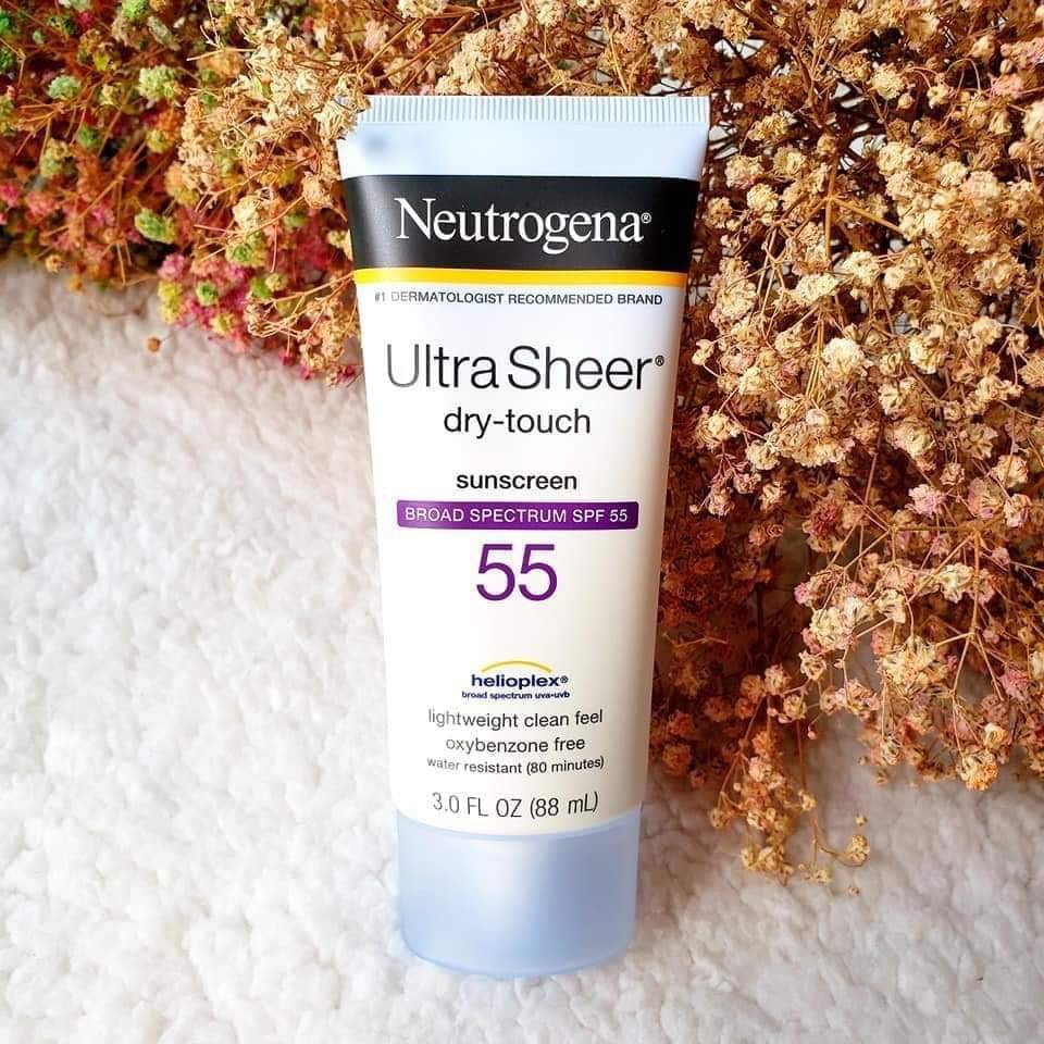 Kem chống nắng Neutrogena Ultra Sheer Dry Touch SPF 55 chính hãng nhẹ da khô thoáng chống nước chống trôi không gây mụn