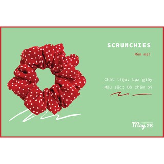 DÂY CỘT TÓC SCUNCHIES VẢI LỤA GIẤY | DÂY BUỘC TÓC MÀU ĐỎ CHẤM BI