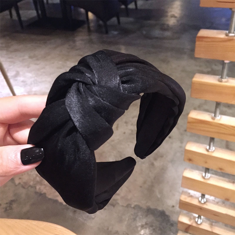 Băng đô bản to họa tiết thắt nơ màu trơn sang trọng cho nữ