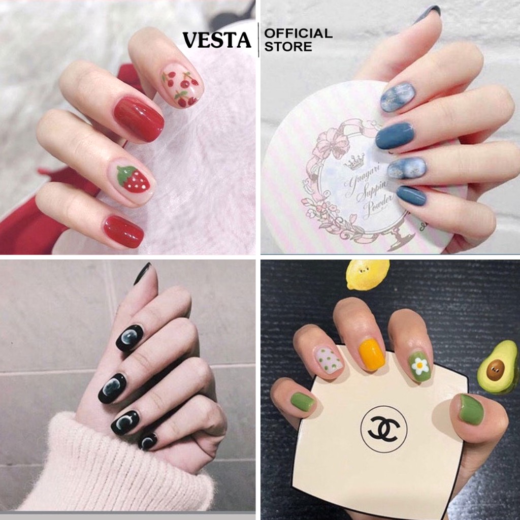 Móng Tay Giả 💖𝑭𝒓𝒆𝒆𝒔𝒉𝒊𝒑💖 Set 24 Dán Móng Tay Hoạ Tiết 3D Nghệ Thuật