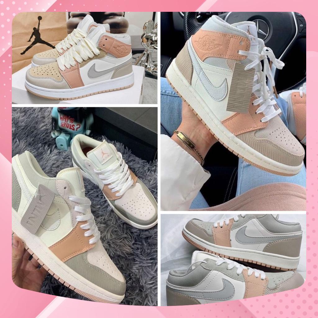 Giày thể thao sneaker Jordan milan cổ cao cổ thấp , giày sneaker JD1 high hồng đất milan dành cho nam nữ đầy đủ bthấp