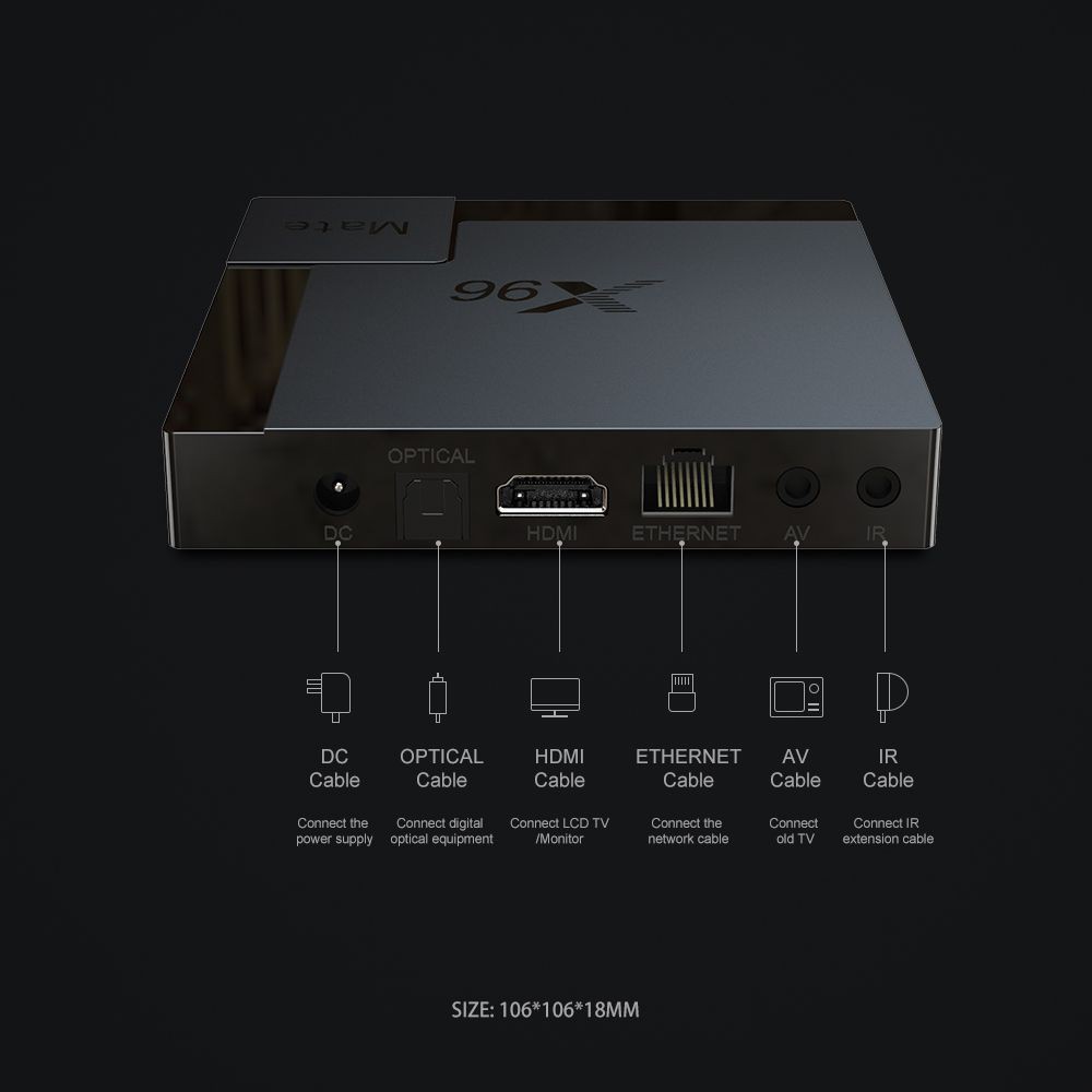 Android TV Box X96 Mate - Android 10, Ram 4GB, bộ nhớ 32GB