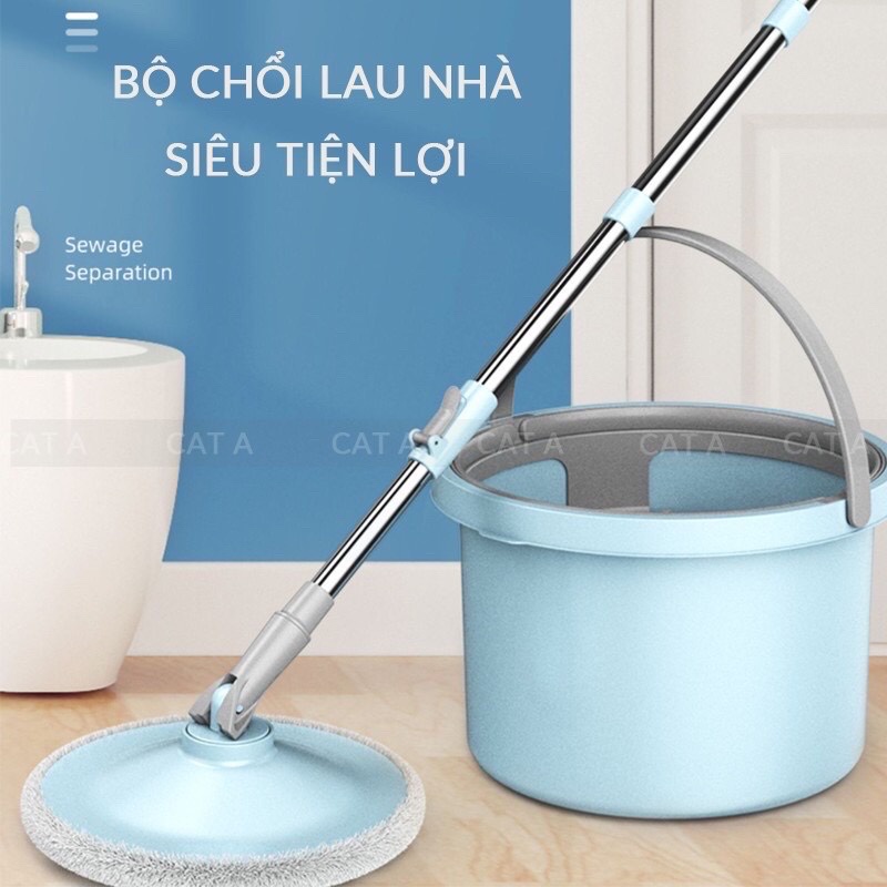 Bộ chổi lau nhà thông minh xoay 360 độ mini TH