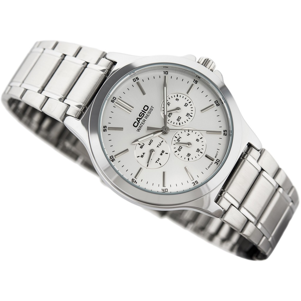 Đồng Hồ Casio Nam MTP-V300D-7A kim mạ bạc - Dây đeo kim loại cao cấp