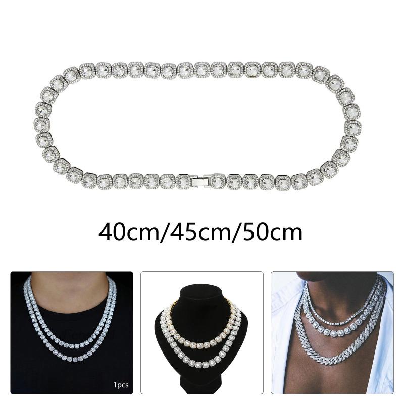 Vòng cổ Mặt Vuông Đính Đá Lấp Lánh Fenteer1