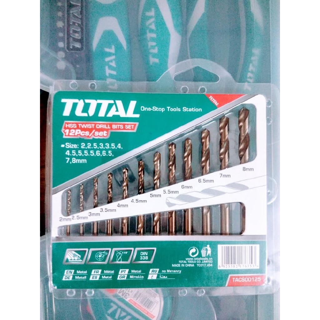 Bộ mũi khoan kim loại HSS 12 chi tiết Total TACSD0125