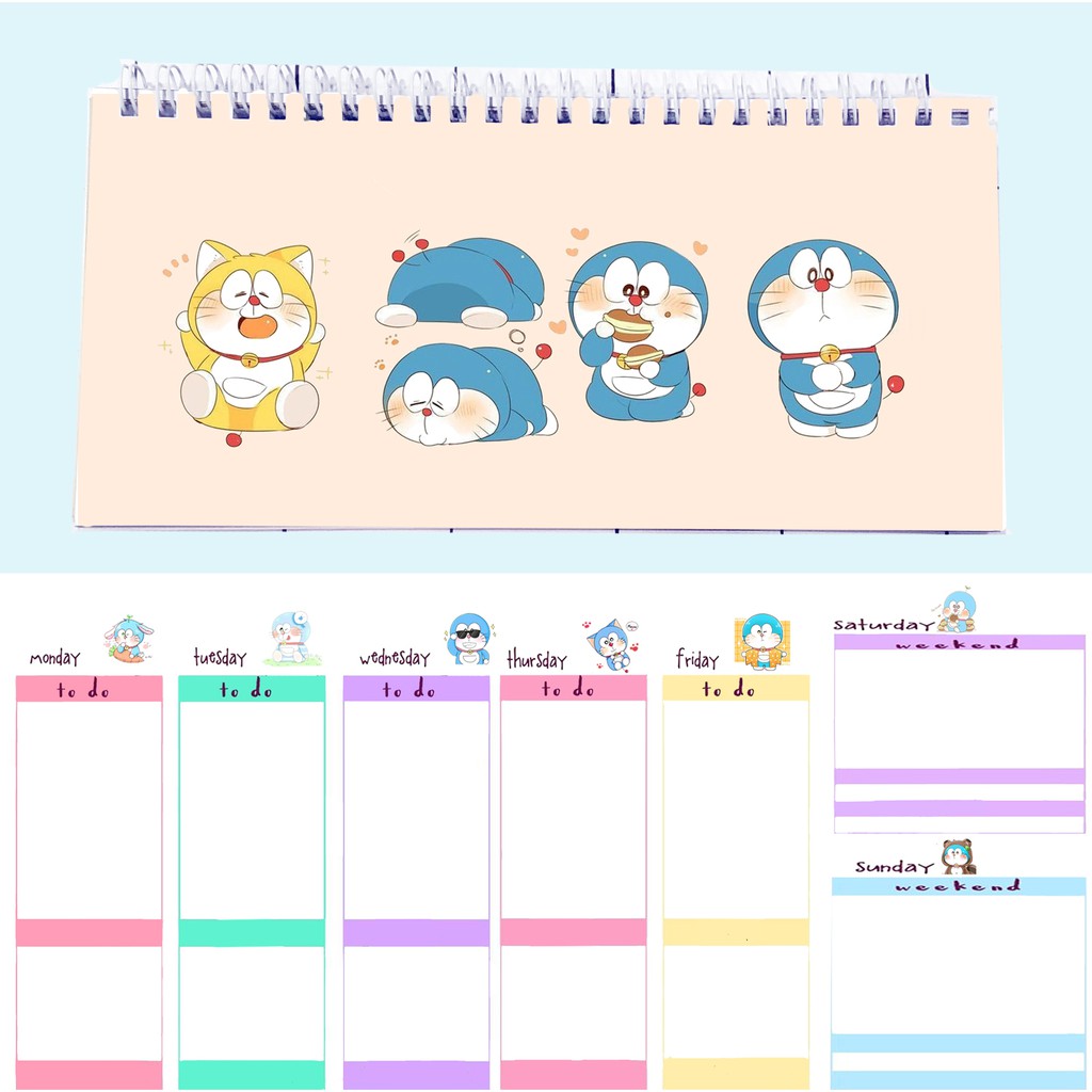 Sổ kế hoạch tuần doremon WPI18 hoạt hình Weekly Planner 52 trang thần tượng idol