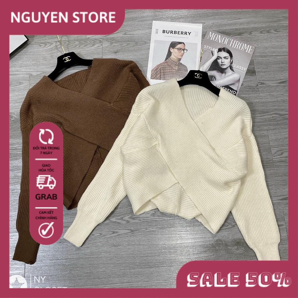 Áo Len Trễ Vai Cổ Tim Vạc Chéo Form Rộng Tay Dài Chất Len Lông Cừu Thời Trang Hàn Quốc Quyến Rủ Cho Nữ. | BigBuy360 - bigbuy360.vn