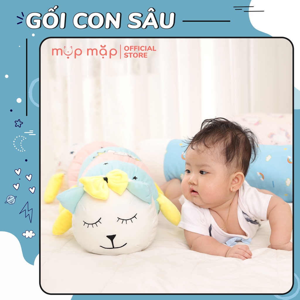 Gối Ôm Cho Bé Hình Con Sâu Mặp Mặp, Gối Ngủ Trẻ Em Chần Lông Vũ