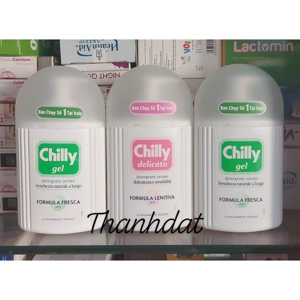 Chilly Gel dung dịch vệ sinh phụ nữ, Delicato (chai 200ml) bán chạy số 1 tại italy / chily