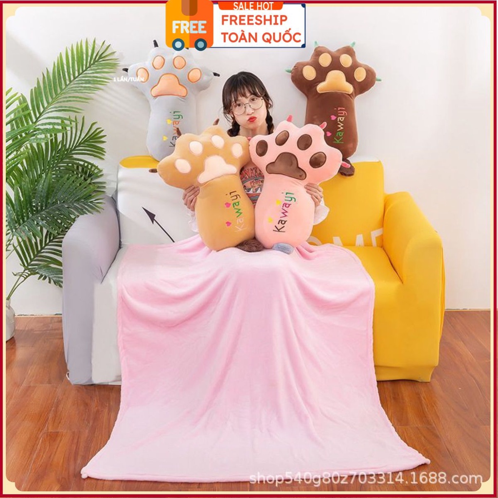 Bộ Chăn Gối Hình Bàn Chân Mèo Dễ Thương